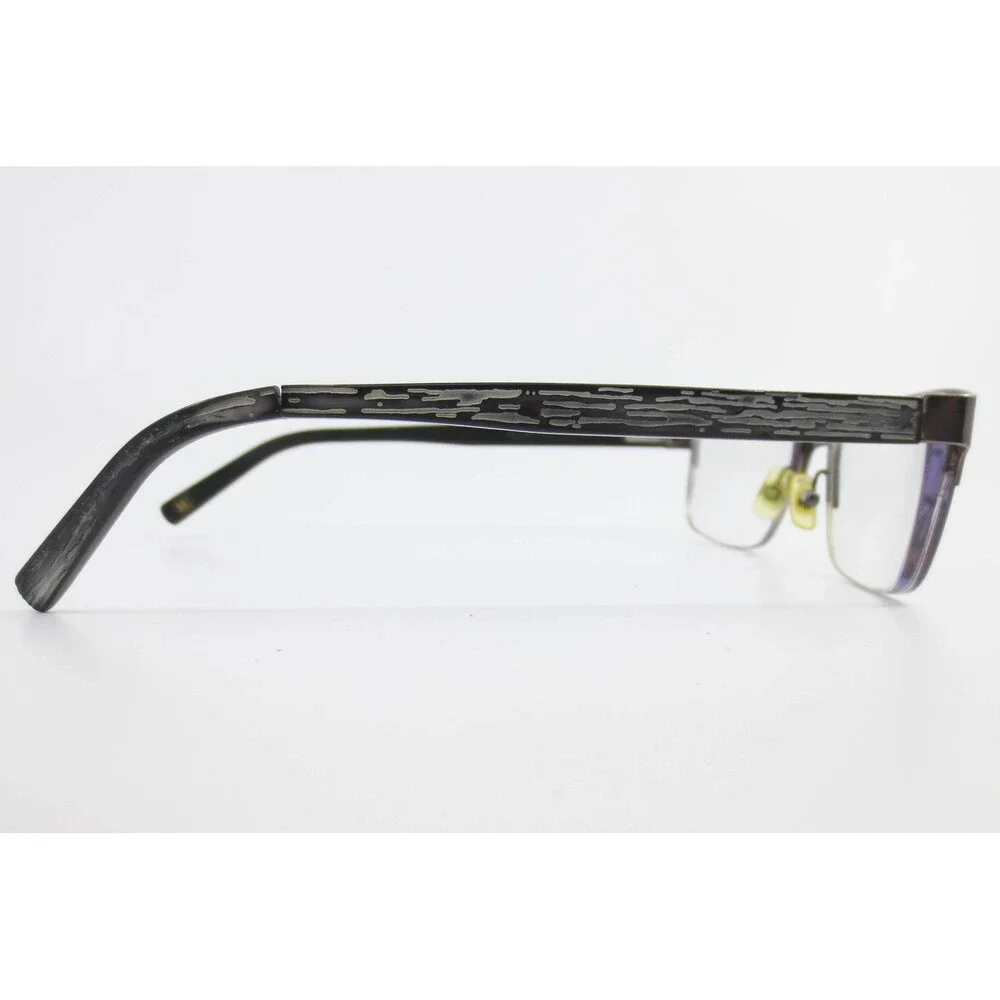 Benjamin 025 Eyeglasses Dark Brown Grey Semi Rimless Rectangular Frame 53-18-140